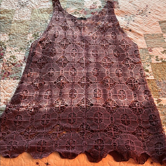 Dural Tops - Dark Merlot Gothic Crochet tank top